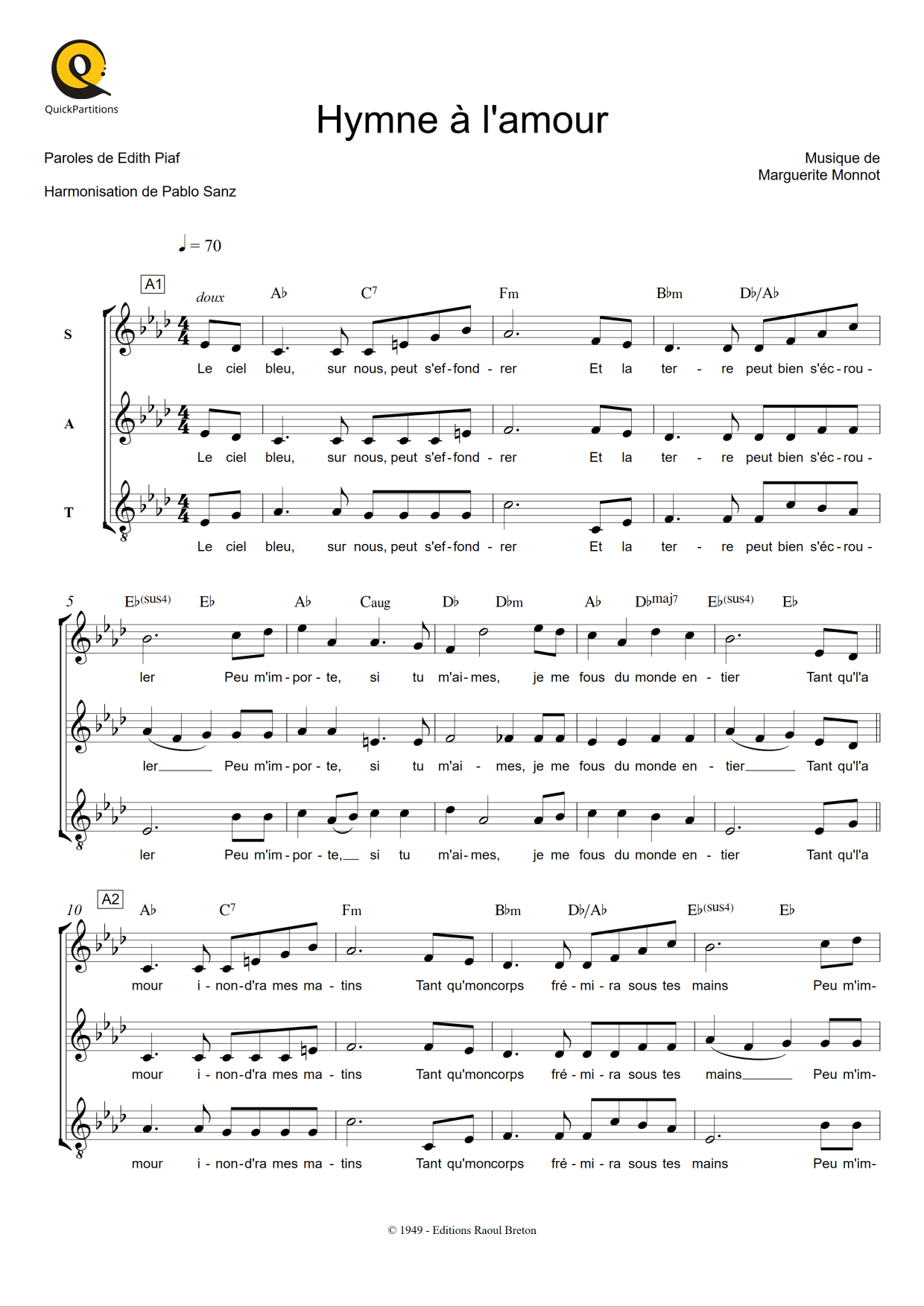 Hymne À l'Amour SAT QP